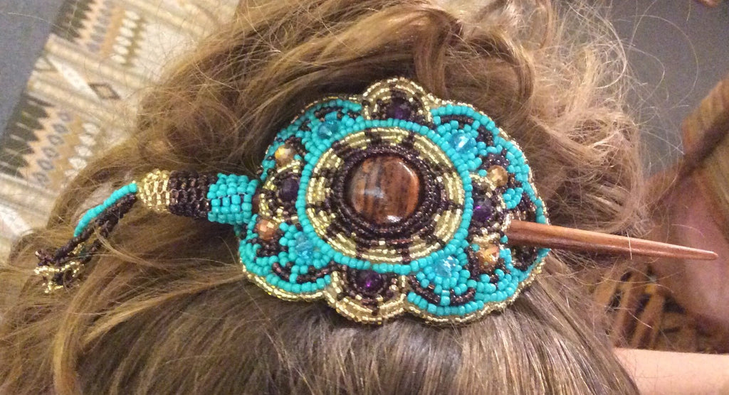 Blue Beaded Hairpins for buns with Swarovski beads – Shop