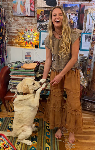 Flag Pants Gaucho Style Wide Leg Bell Bottoms