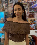 Romantic Oaxacan Elastic Neck Blouse