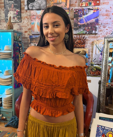 Romantic Oaxacan Elastic Neck Blouse
