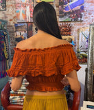 Romantic Oaxacan Elastic Neck Blouse