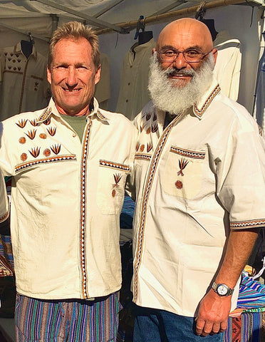 Mezcal Cream Mens Button Up Embroidered Shirt