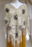 Hongo Hand Crochet Wool Flower and Mushroom Poncho