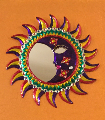 Hojalata Tin Art Eclipse Sun and Moon Mirror
