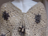 Hongo Hand Crochet Wool Flower and Mushroom Poncho
